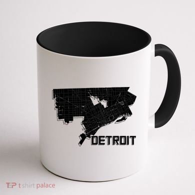 Detroit Illustration Map Coffee Mug back
