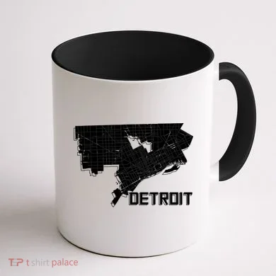 Detroit Illustration Map Coffee Mug back