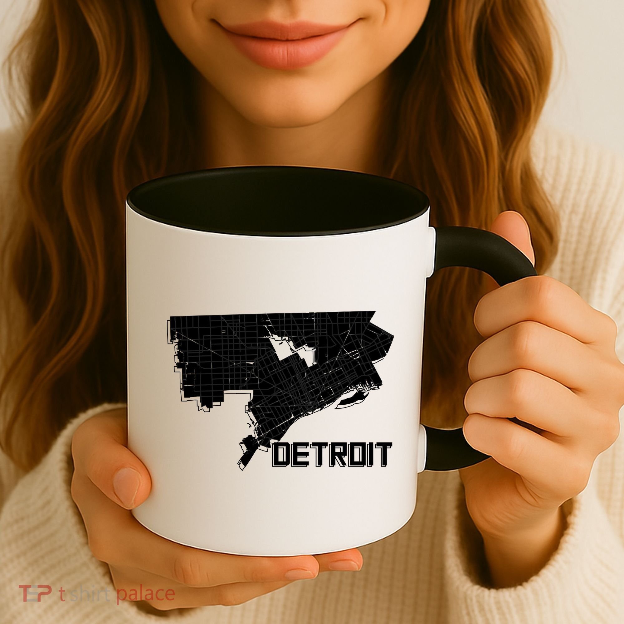 Detroit Illustration Map Coffee Mug