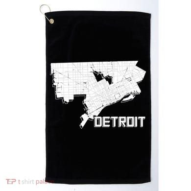 Detroit Illustration Map Golf Towel