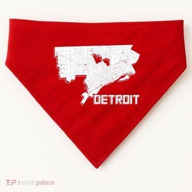 Detroit Illustration Map USA-Made Doggie Bandana