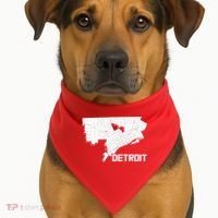 Detroit Illustration Map USA-Made Doggie Bandana thumb 1