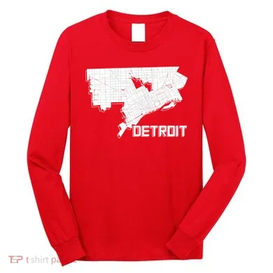 Detroit Illustration Map Long Sleeve Shirt