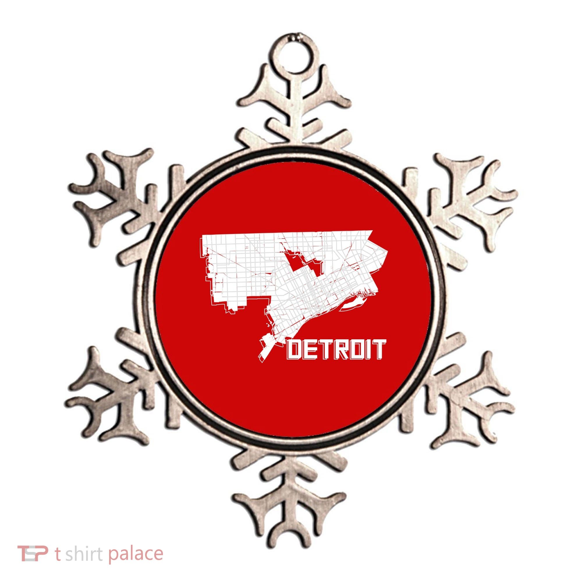 Detroit Illustration Map Ornament