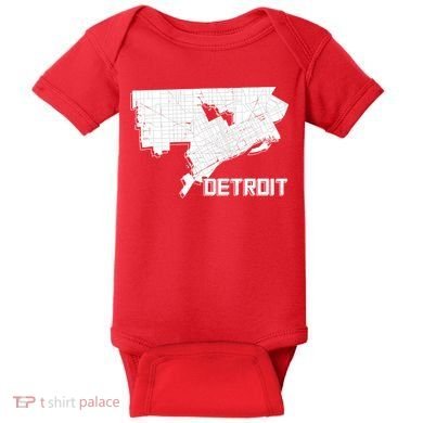 Detroit Illustration Map Baby Bodysuit