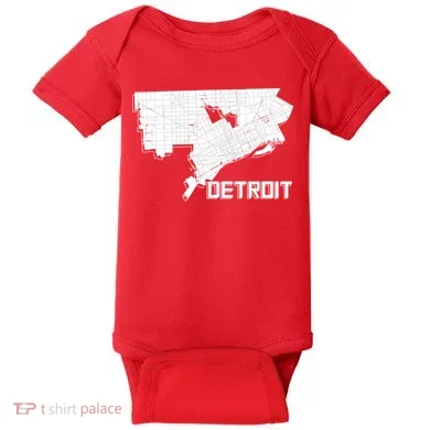 Detroit Illustration Map Baby Bodysuit