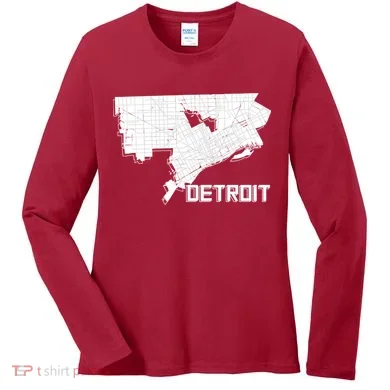 Detroit Illustration Map Women's Long Sleeve Shirt