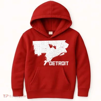 Detroit Illustration Map Kids Hoodie
