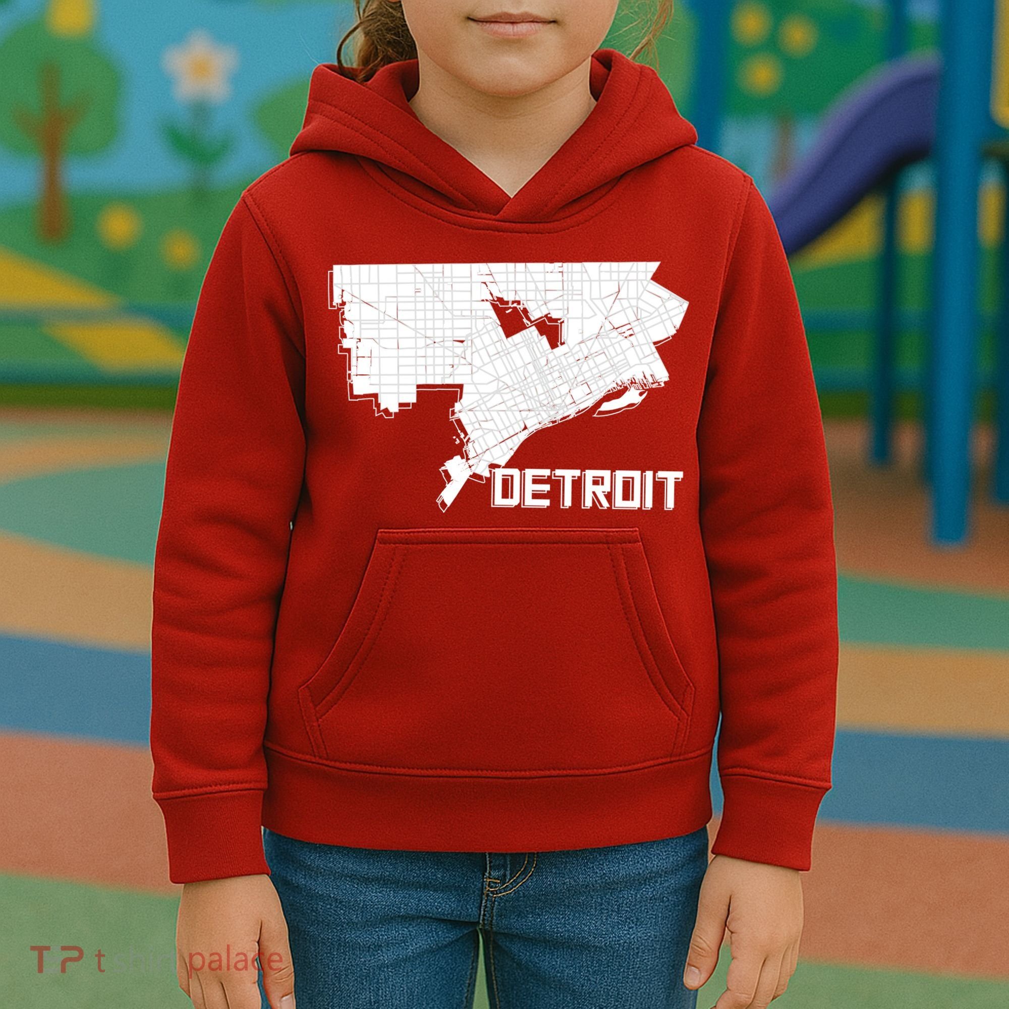 Detroit Illustration Map Kids Hoodie