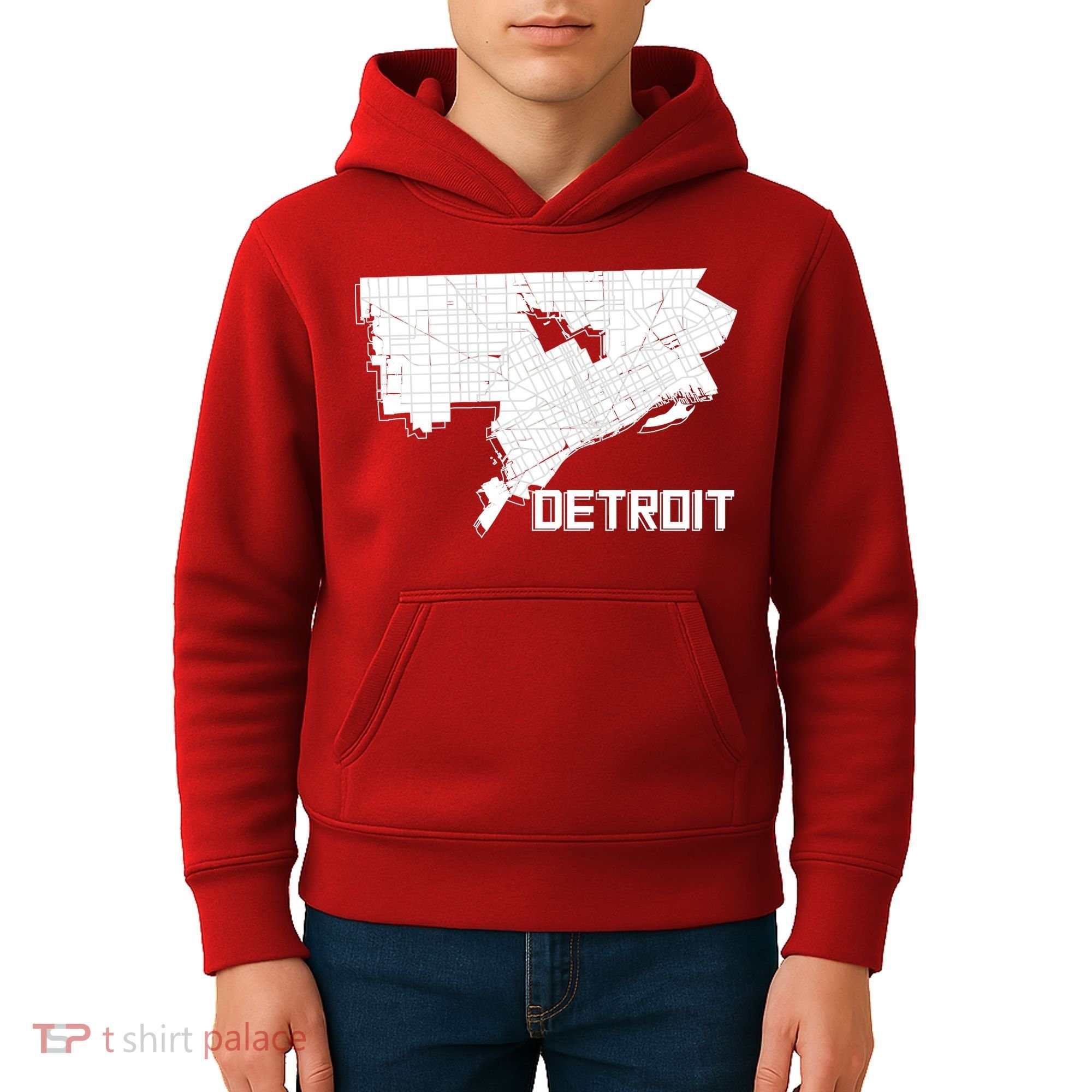 Detroit Illustration Map Kids Hoodie