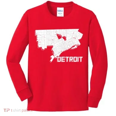 Detroit Illustration Map Kids Long Sleeve Shirt