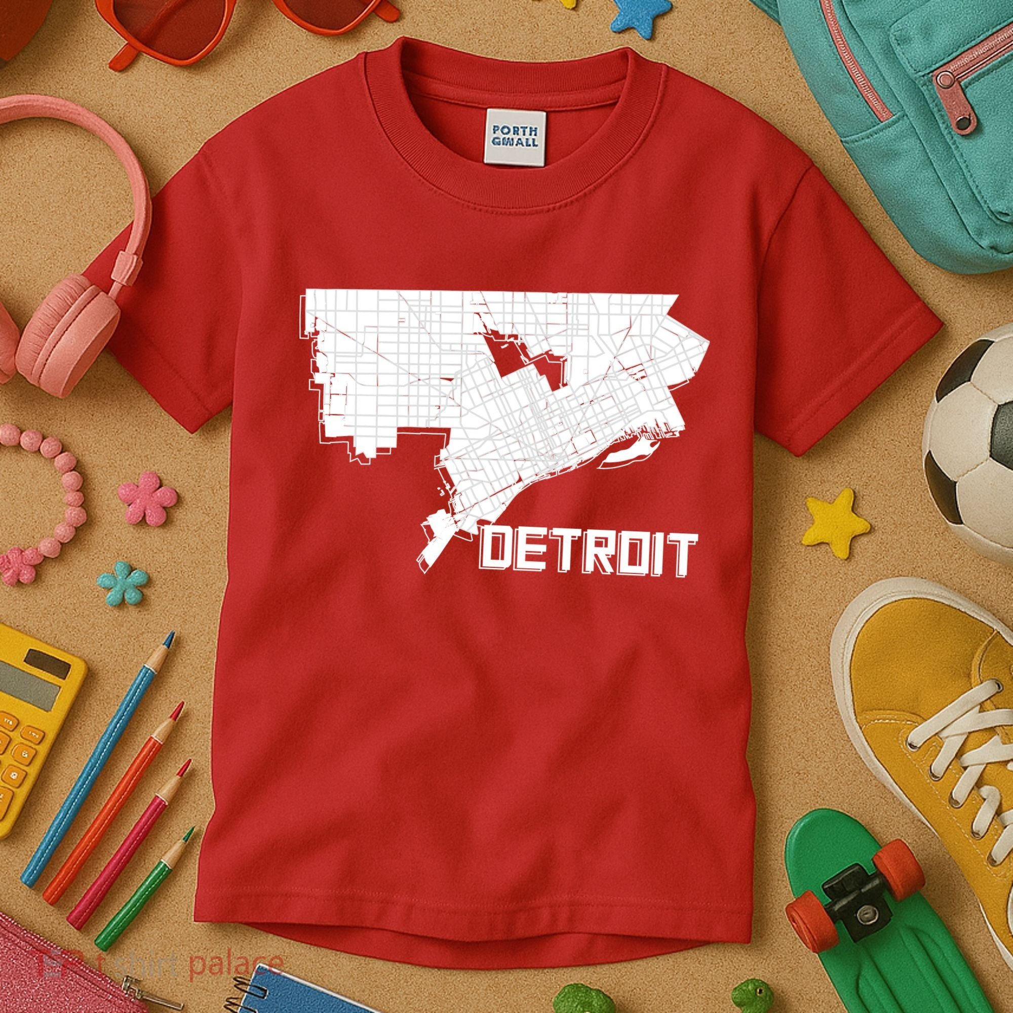 Detroit Illustration Map Kids T-Shirt