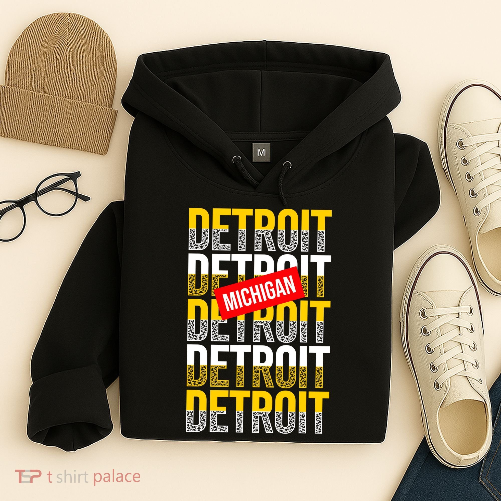 Detroit Michigan Typography Hoodie