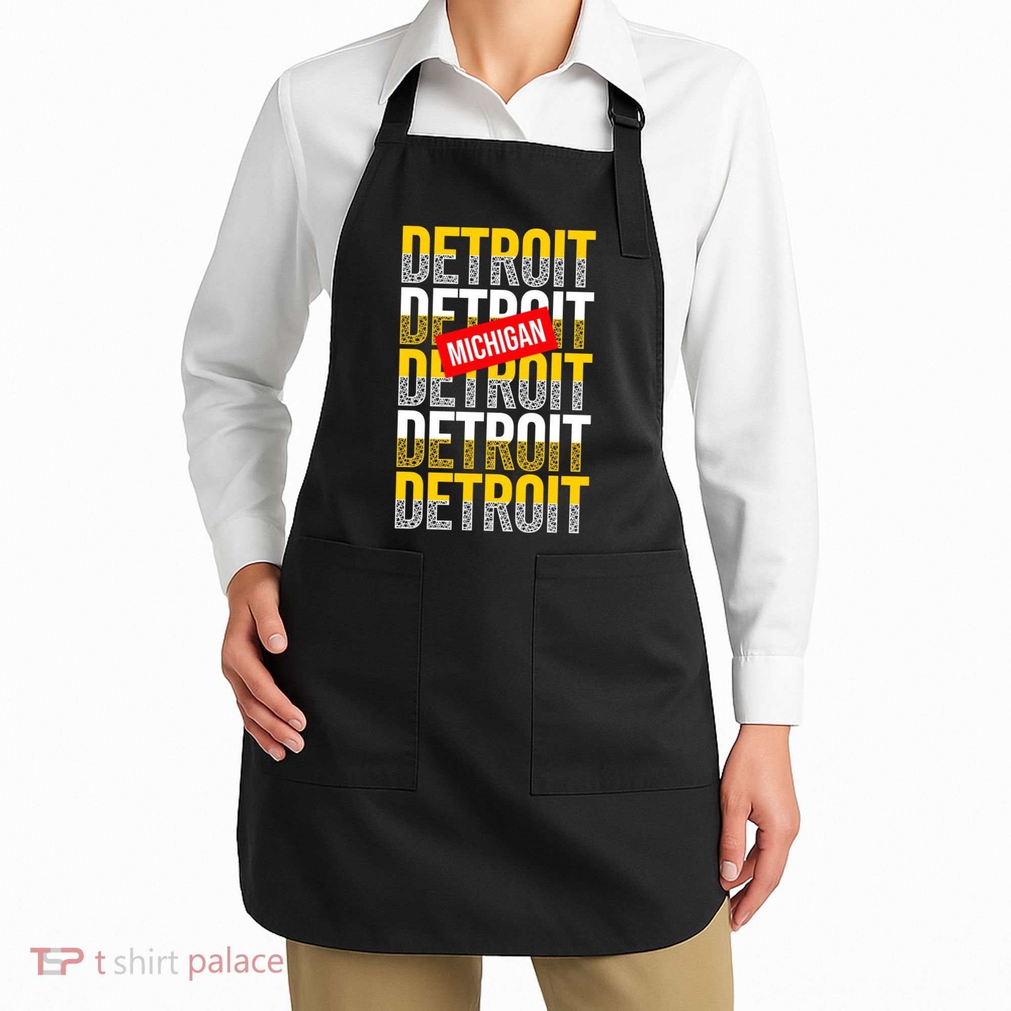 Detroit Michigan Typography Apron