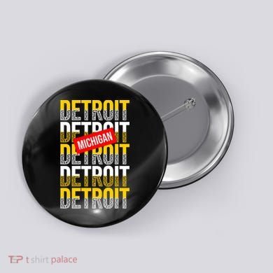 Detroit Michigan Typography Button