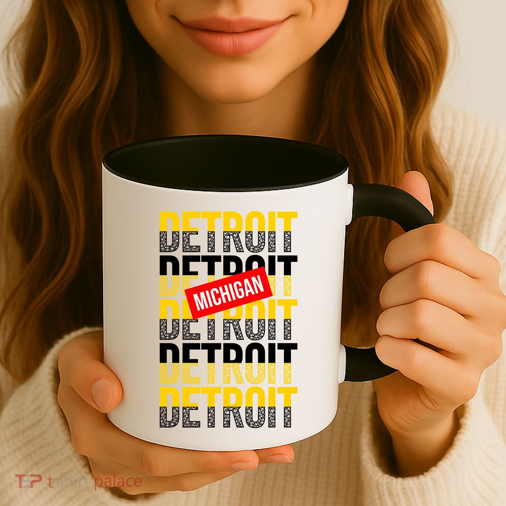 Detroit Michigan Typography Coffee Mug