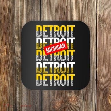 Detroit Michigan Typography Coaster