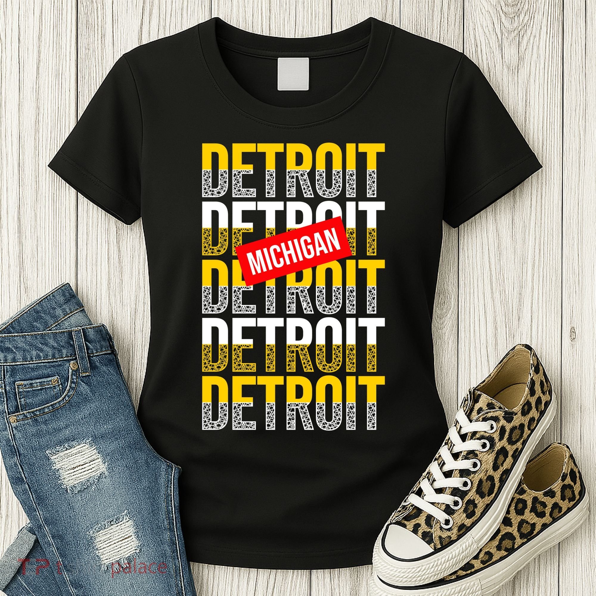 Detroit Michigan Typography Women's T-Shirt