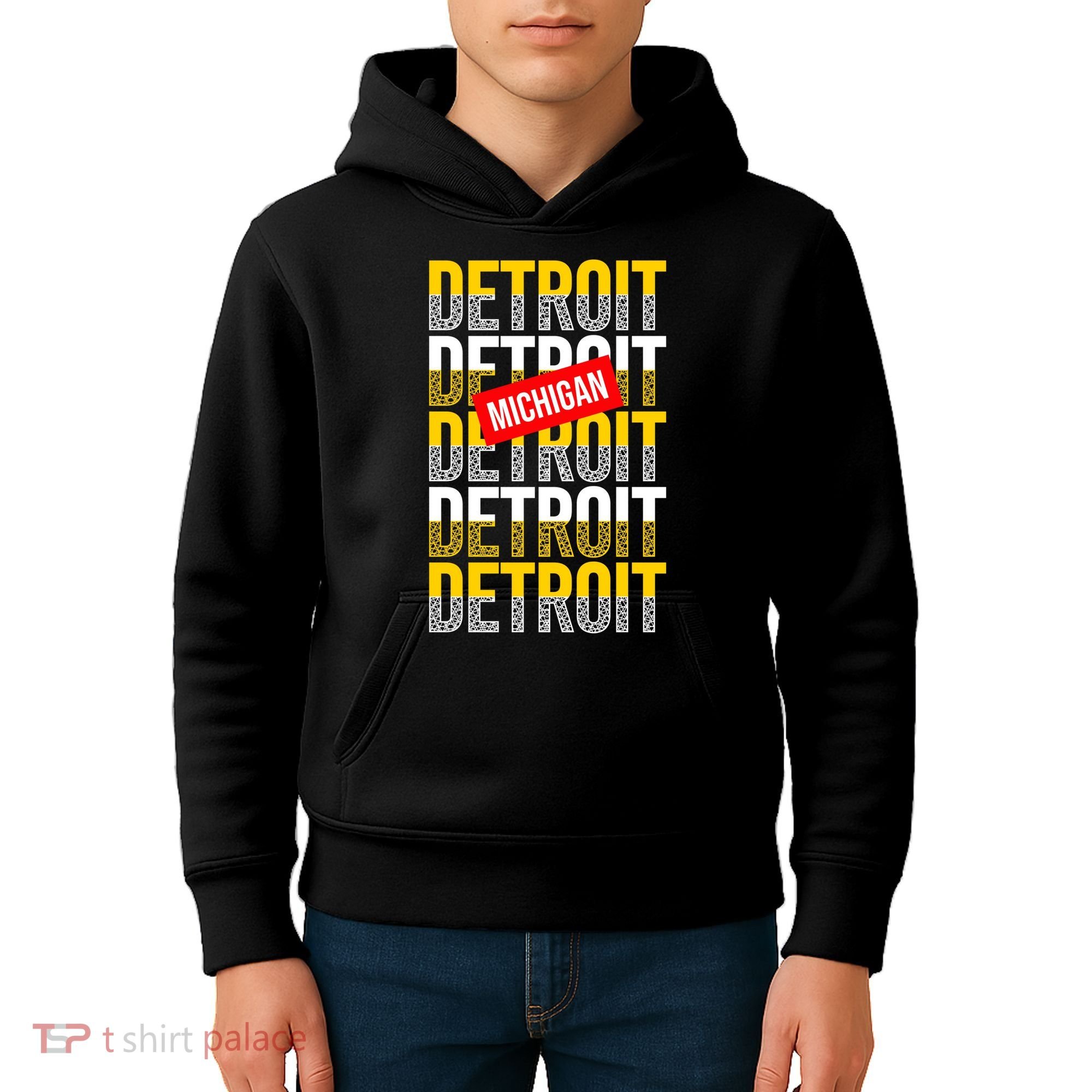 Detroit Michigan Typography Kids Hoodie