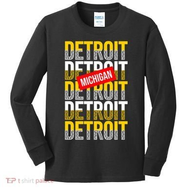 Detroit Michigan Typography Kids Long Sleeve Shirt