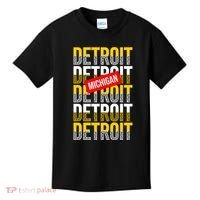 Detroit Michigan Typography Kids T-Shirt thumb 0