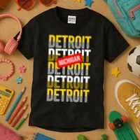 Detroit Michigan Typography Kids T-Shirt thumb 3