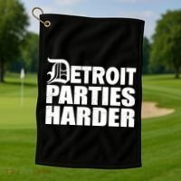 Detroit Parties Harder Golf Towel thumb 1