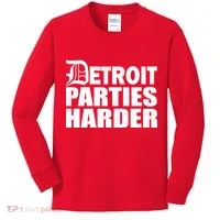 Detroit Parties Harder Kids Long Sleeve Shirt thumb 0