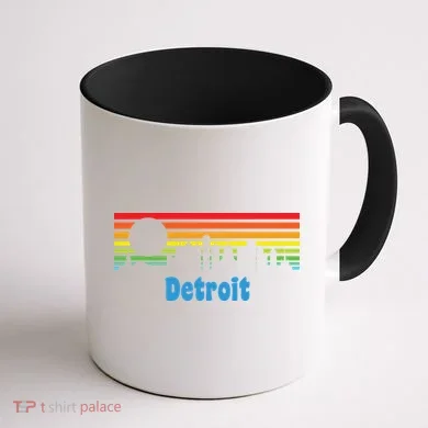 Detroit Retro Skyline Coffee Mug back