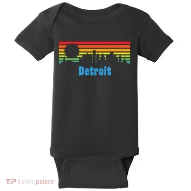 Detroit Retro Skyline Baby Bodysuit