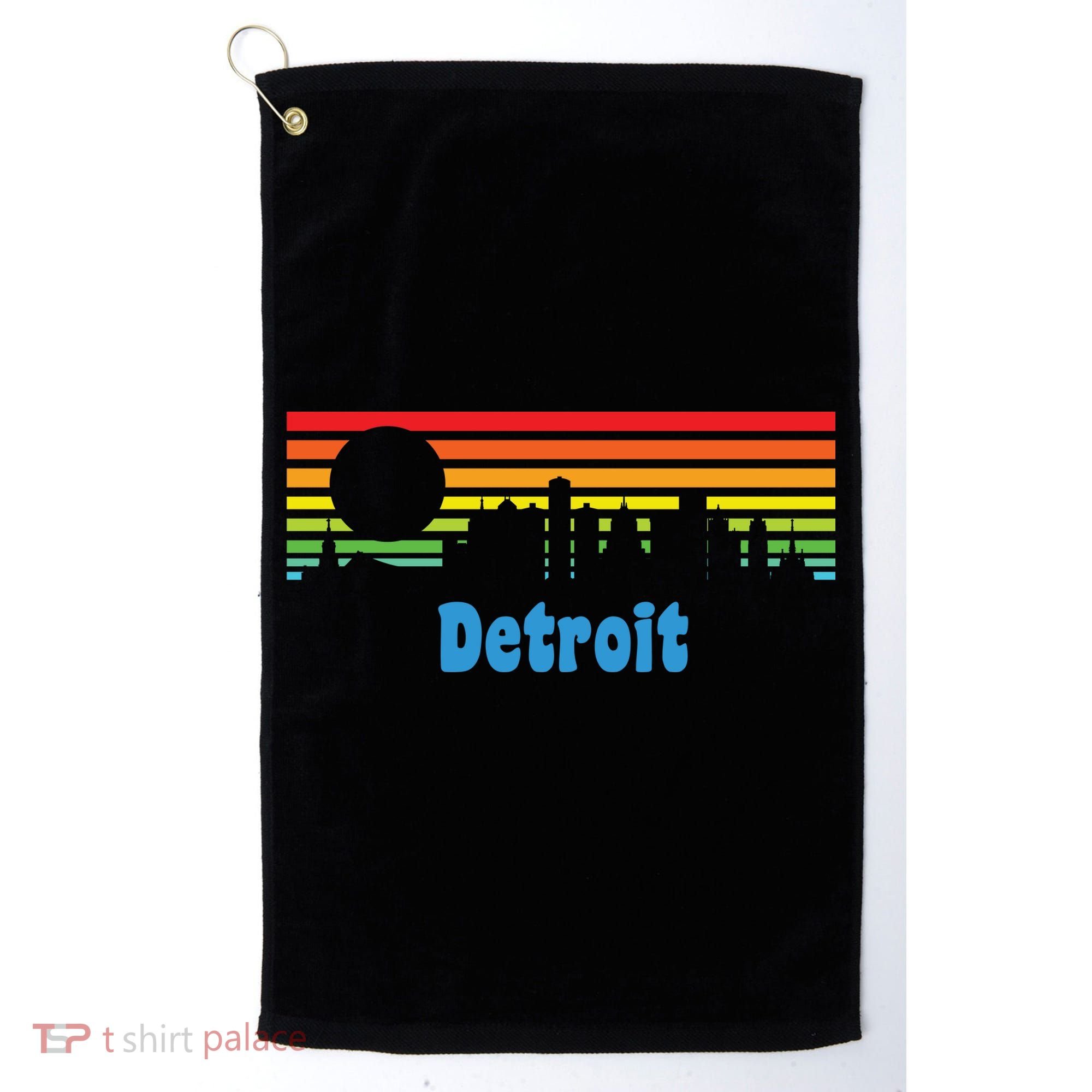 Detroit Retro Skyline Golf Towel