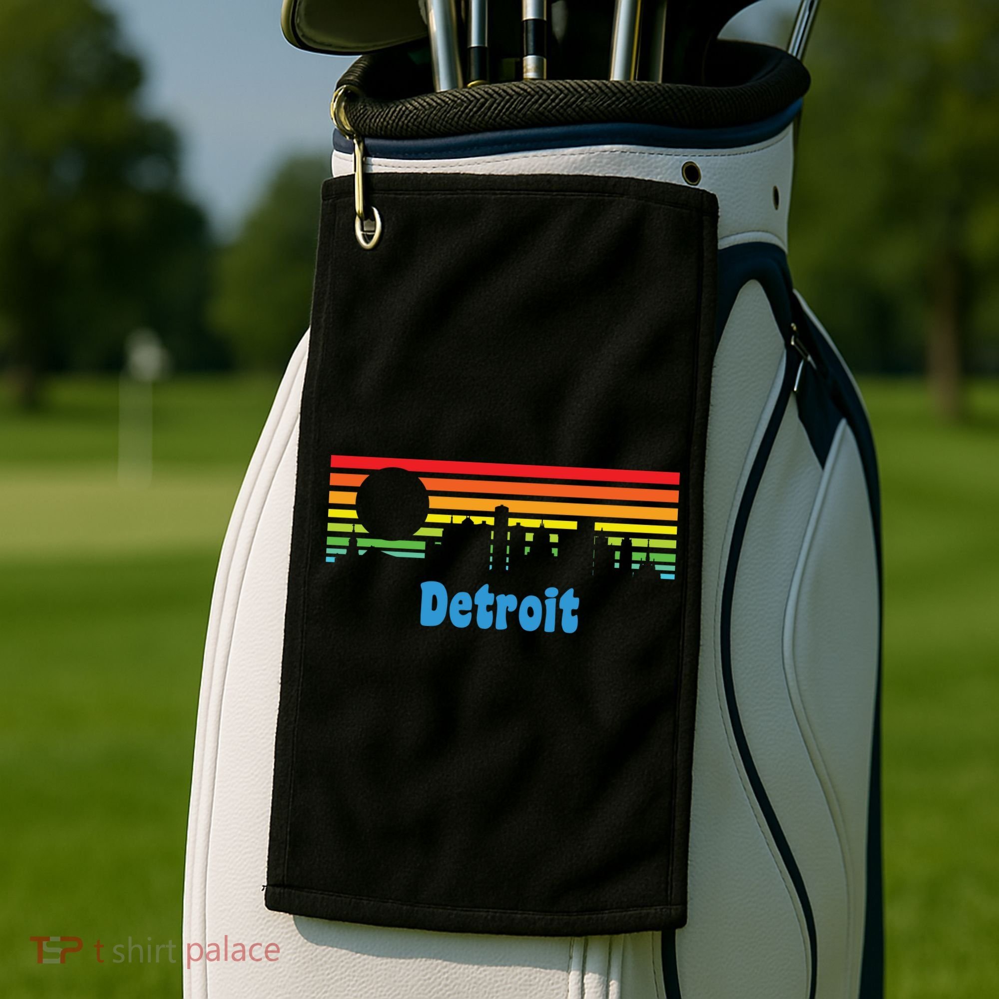 Detroit Retro Skyline Golf Towel