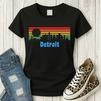 Detroit Retro Skyline Women's T-Shirt thumb 3