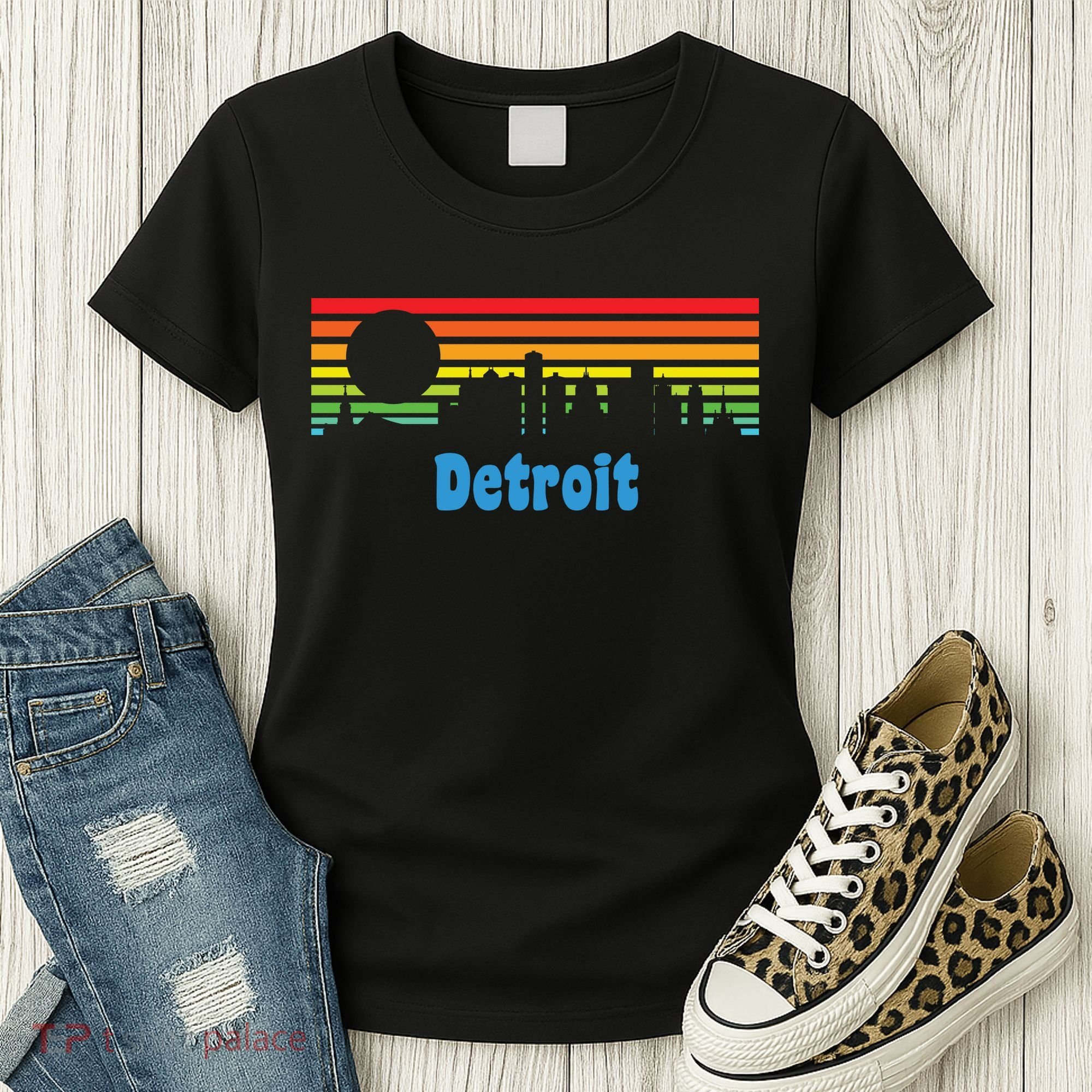 Detroit Retro Skyline Women's T-Shirt