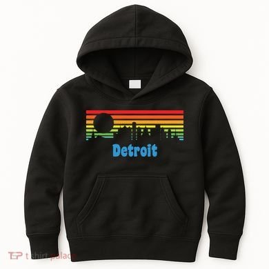 Detroit Retro Skyline Kids Hoodie