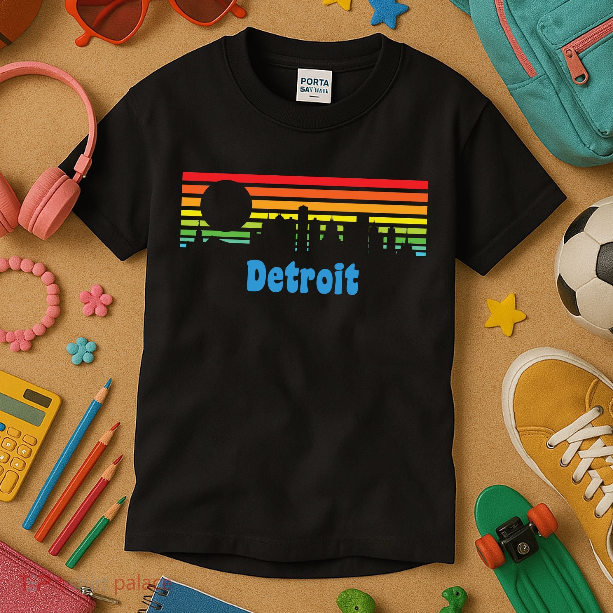 Detroit Retro Skyline Kids T-Shirt