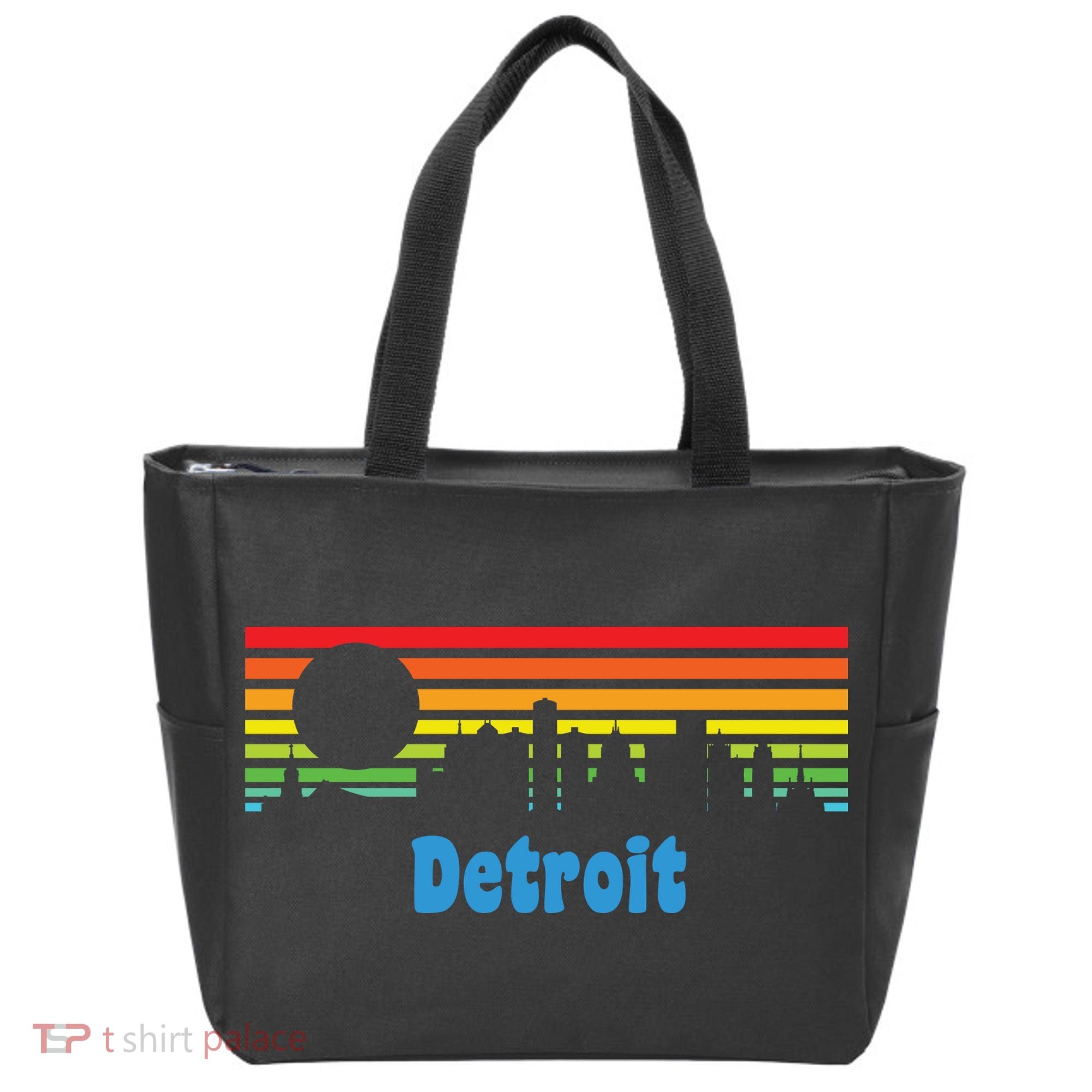 Detroit Retro Skyline Tote Bag