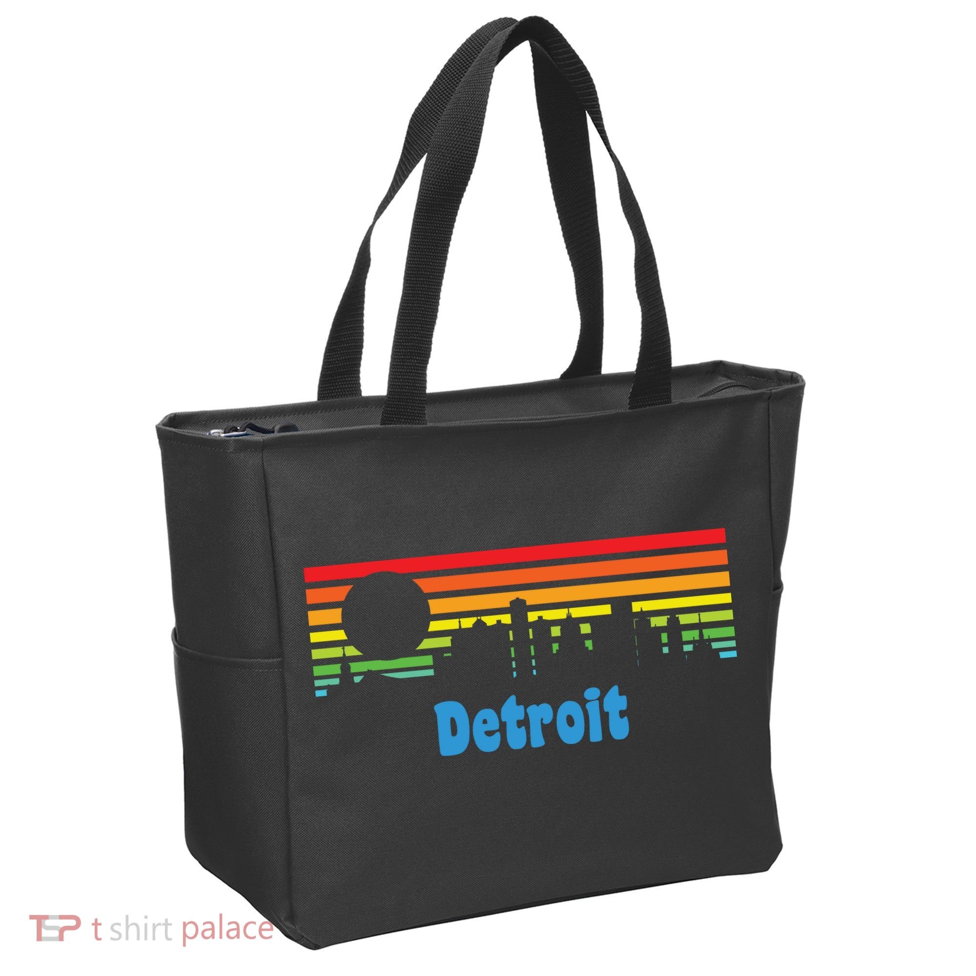Detroit Retro Skyline Tote Bag