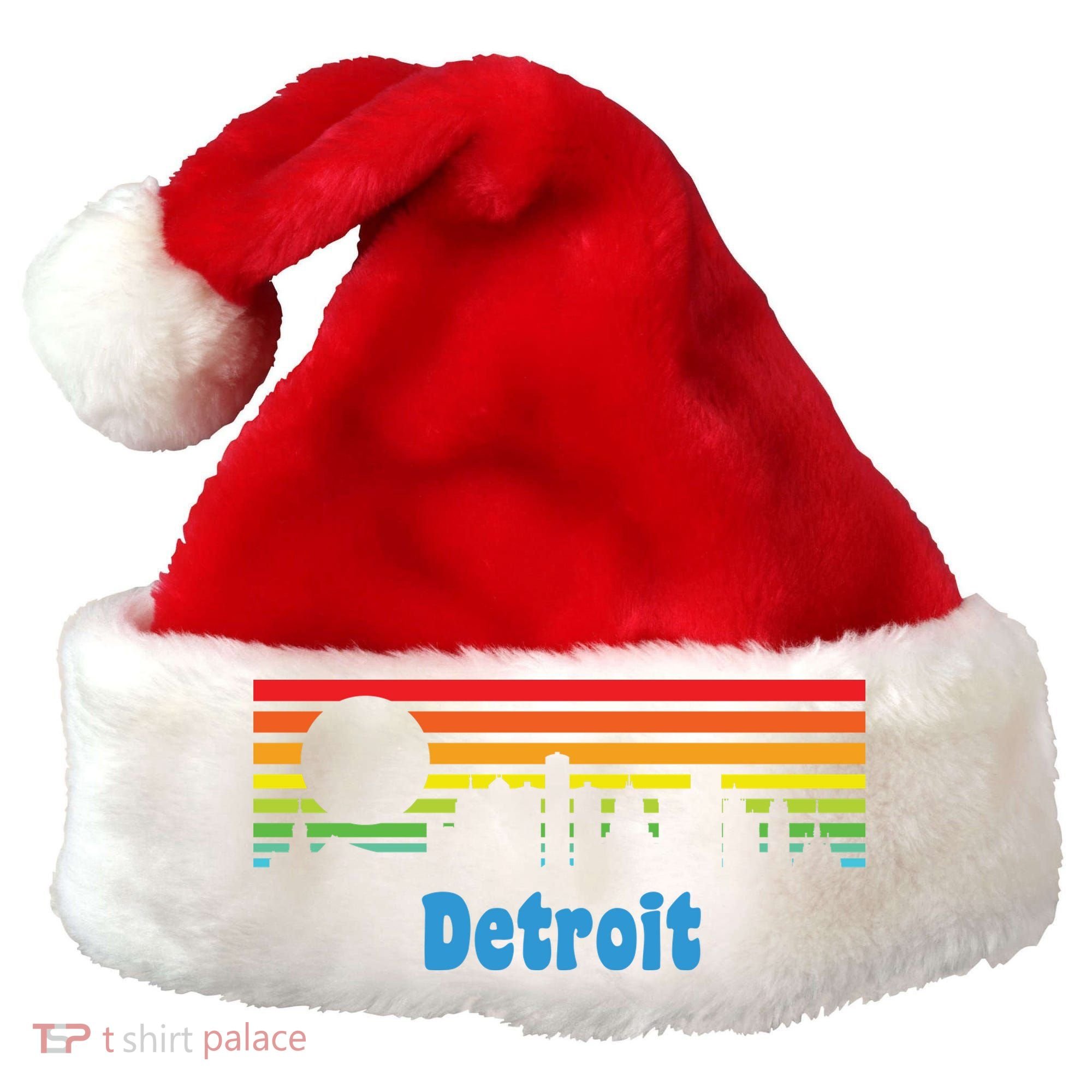 Detroit Retro Skyline Santa Hat