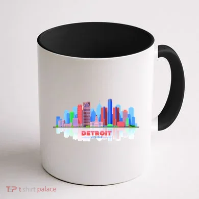 Detroit Skyline Abstract Coffee Mug back
