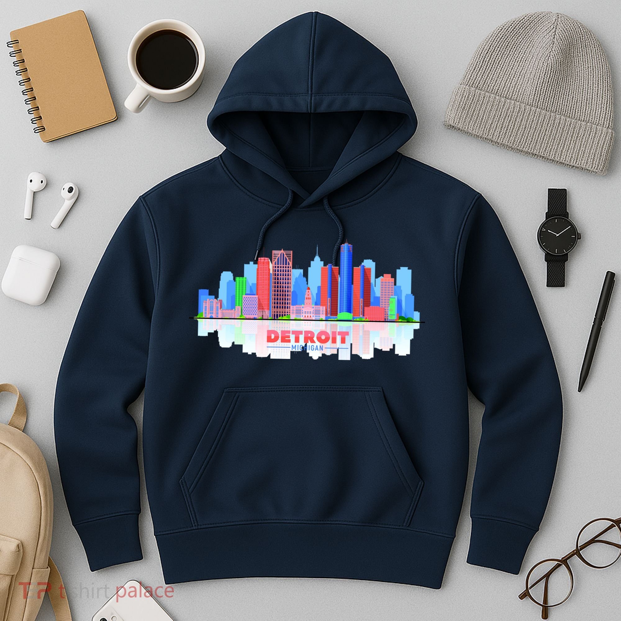 Detroit Skyline Abstract Hoodie