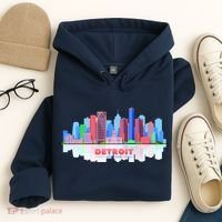 Detroit Skyline Abstract Hoodie thumb 4