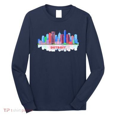 Detroit Skyline Abstract Long Sleeve Shirt