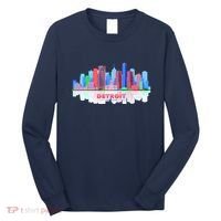 Detroit Skyline Abstract Long Sleeve Shirt thumb 0