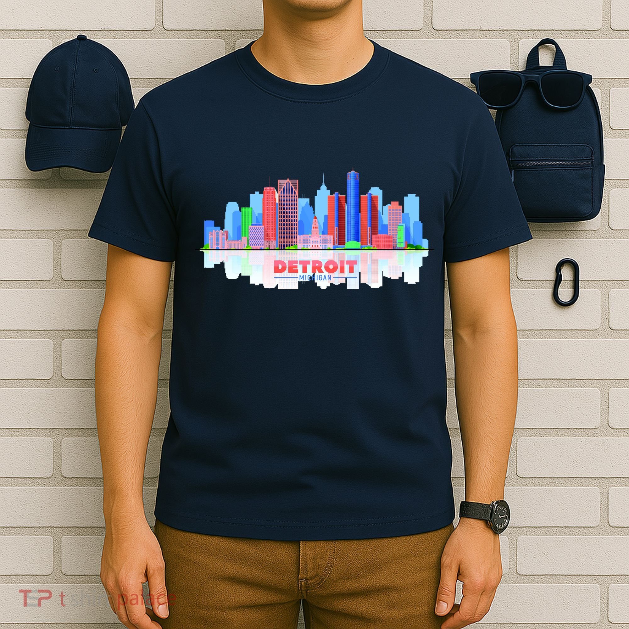 Detroit Skyline Abstract T-Shirt