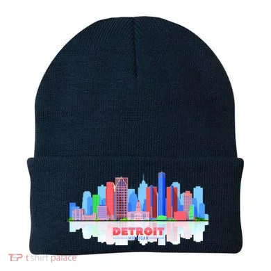 Detroit Skyline Abstract Beanie