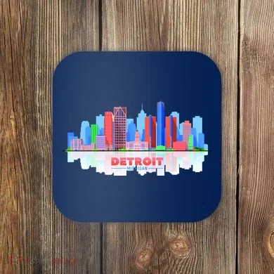 Detroit Skyline Abstract Coaster