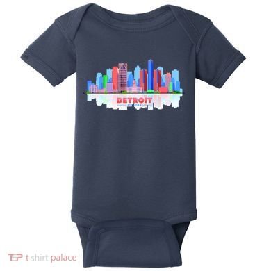 Detroit Skyline Abstract Baby Bodysuit