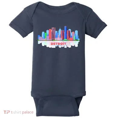 Detroit Skyline Abstract Baby Bodysuit