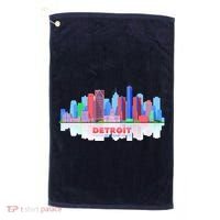 Detroit Skyline Abstract Golf Towel thumb 0